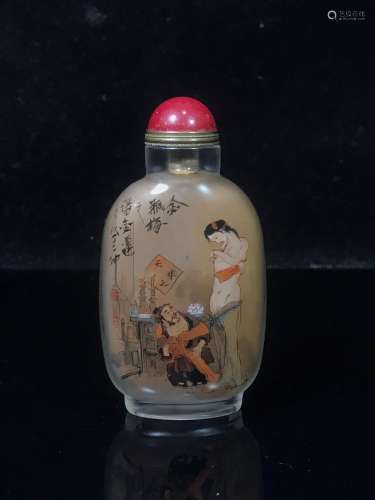 Old coloured glaze painting of jin ping mei snuff bottles, 6...