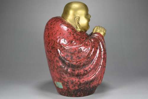 Sculpture porcelain kiln ruby red glaze gold congratulation ...