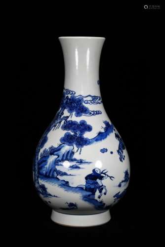 Blue and white hunting TuShang bottle double circle model41 ...