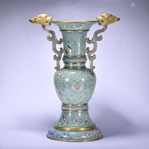 An enamel 'floral' vase