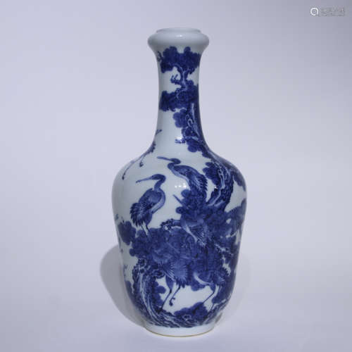 A blue and white 'floral and birds' vase