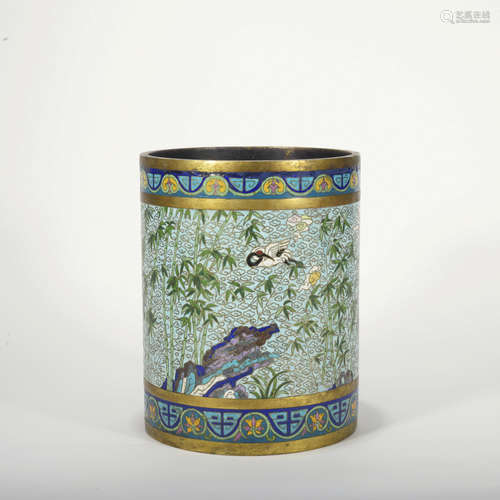 A Cloisonne enamel pen container