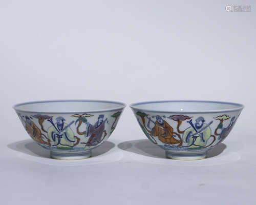 A pair of DouCai 'figure' bowl