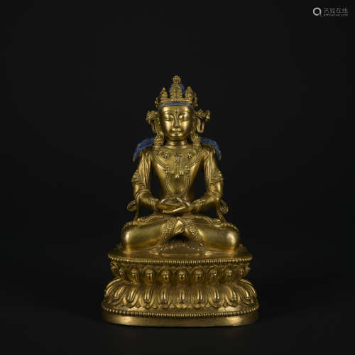 A gilt-bronze statue of Amitayus