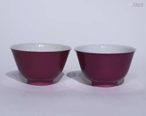 A pair of carminum glazed bowl
