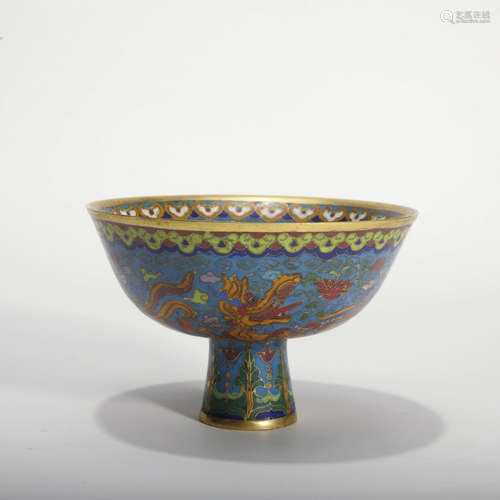 A Cloisonne enamel stem bowl