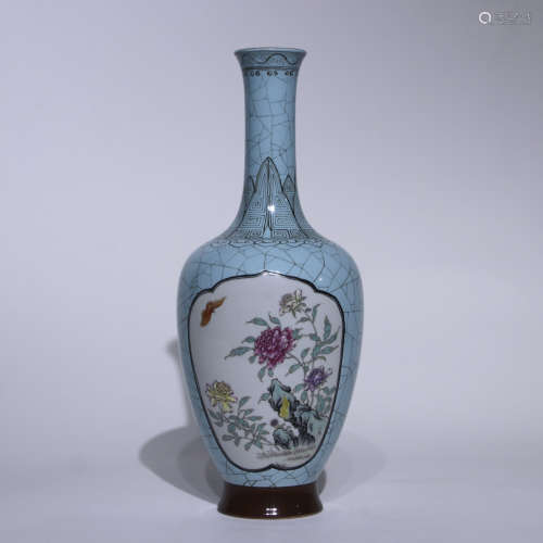 A wooden glazed 'floral' vase