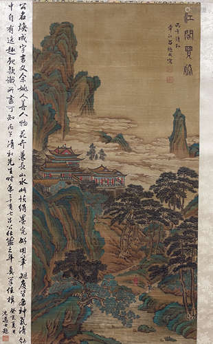 吕焕成 江阁揽胜 立轴 绢本