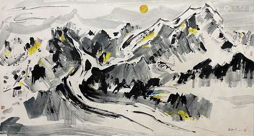 吴冠中 山景 镜芯 纸本