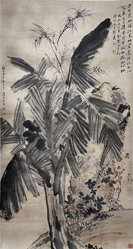 李鱓 芭蕉修竹 立轴 纸本