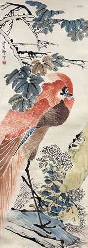 柳滨 花鸟 立轴 日本回流 纸本