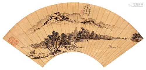顾炎武 1677年作 山水 镜片