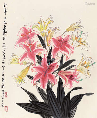 萧淑芳 1987年作 芳香百合 镜片