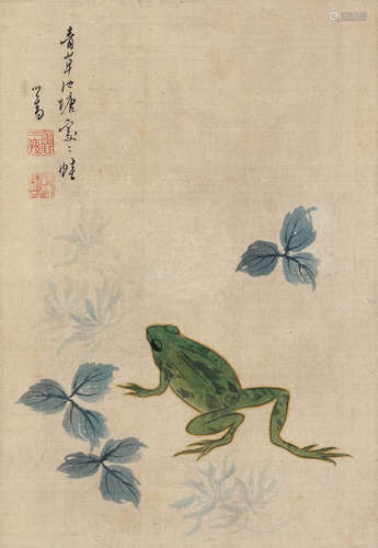 溥儒 荷塘蛙趣 镜片