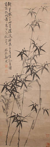 郑板桥 竹石 纸本设色立轴