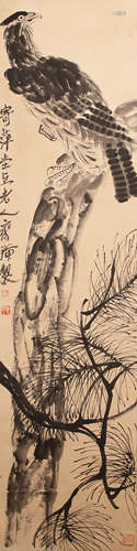 齐白石 松鹰 纸本设色立轴