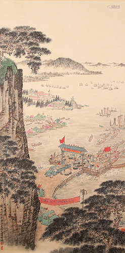 钱松嵒 山水 纸本设色立轴