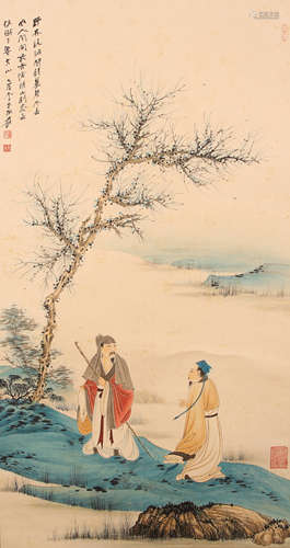 张大千 松下高士 纸本设色立轴
