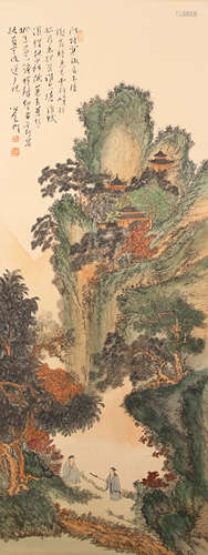 溥儒 山水 纸本设色立轴
