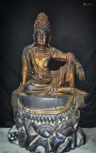 ~ super comfortable old woodcarving guanyin statuesHigh: 2 m...