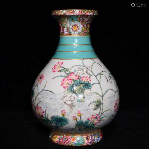 Colored enamel LuYanWen pot-bellied bottle, 16 cm high 22.8 ...