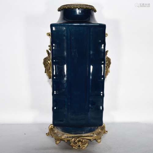 Ji blue glaze vase, 42.5 x 22