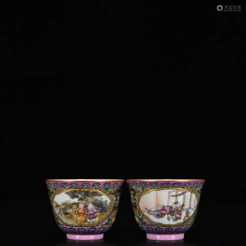 Colored enamel GuYueXuan yipin regnant YingXiWen cup5.2 cm h...