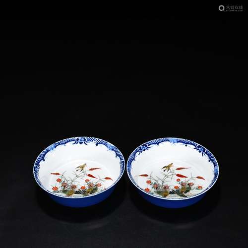 The blue glaze enamel LuYanWen bowl 4 cm * 121800