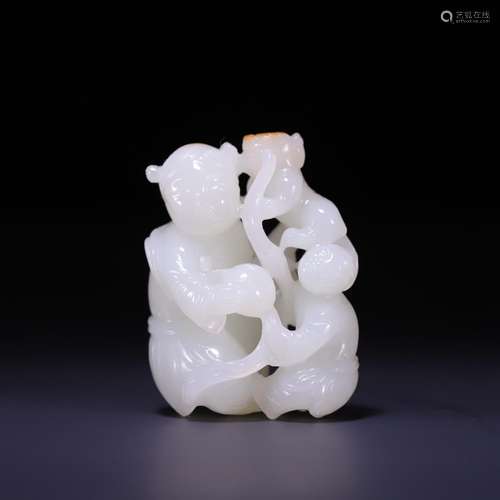 Hetian jade the boy play beast, size: 5.0 * * * * 4.0 3.3 cm...