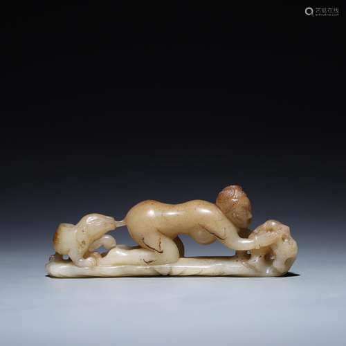 , hetian jade penholder 4.4 cm long and 12.3 cm wide, 2.3 cm...