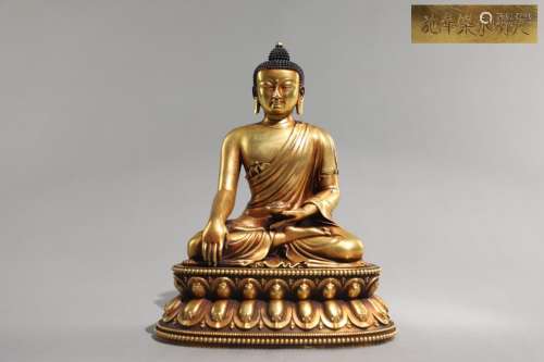 Precision casting copper gold shakyamuni BuddhaSize, high 20...