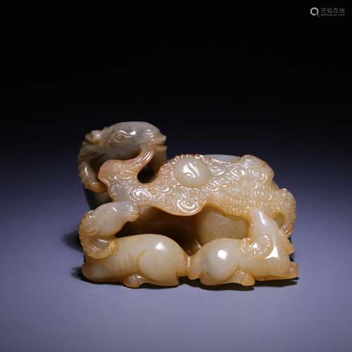 Hetian jade seed makings three Yang kaitai, furnishing artic...