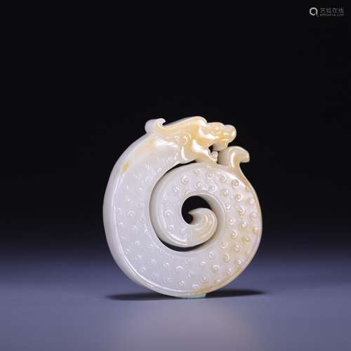 , hetian jade dragon grain, size: 4.8 * * * * 4.3 0.9 cm, 34...