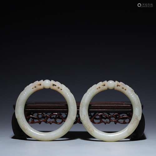 , hetian jade dragon playing a pearl bracelet a pair of oute...