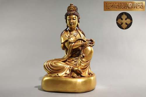 Precision casting copper foetus guanyin cave of gold element...