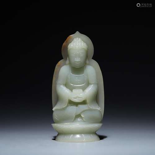 Hetian jade, seed makings Buddha high 12.6 cm wide and 6.2 c...