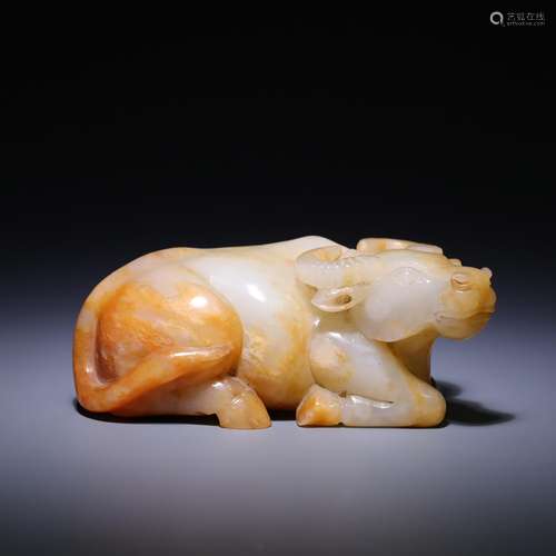 , hetian jade cattle lies, size: 15.2 * * * * 7.2 6.0 cm, 10...