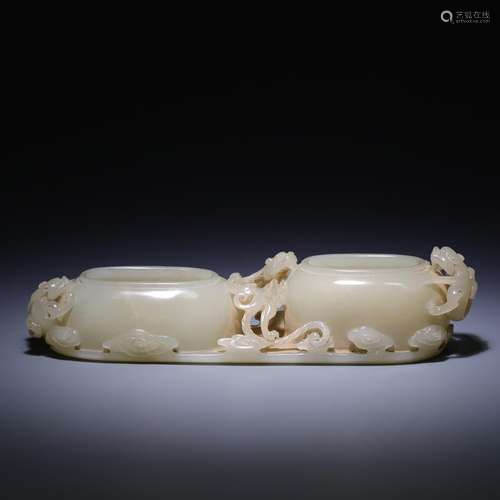 , hetian jade dragon grain double water jar, size: 22.5 * * ...