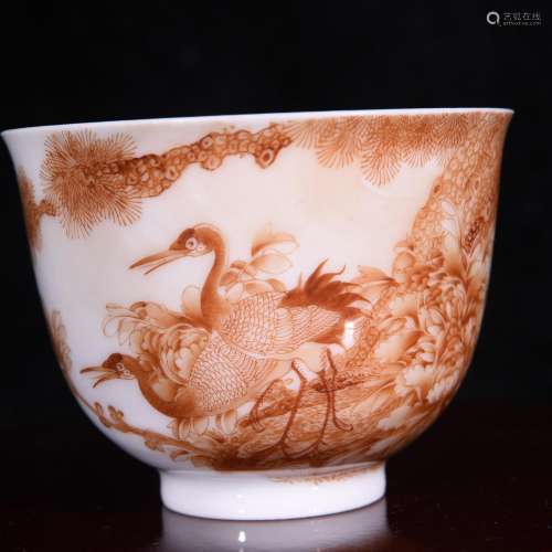 Alum Korean pine crane live lines glass cup 6.2 * 8.3 cm hig...