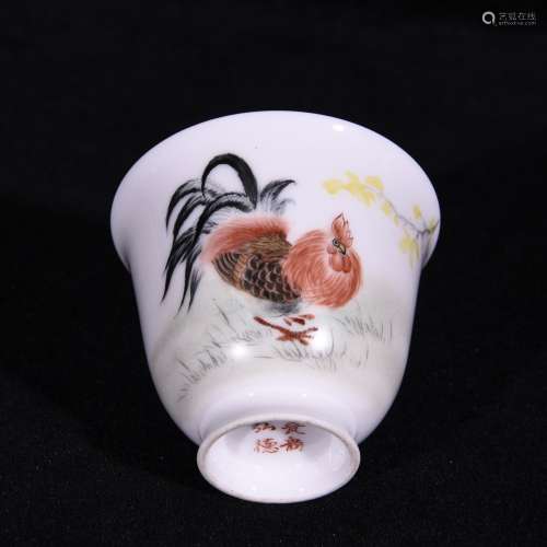 Pastel prosperous big rooster grain glass cup 5.7 * 6.7 cm h...