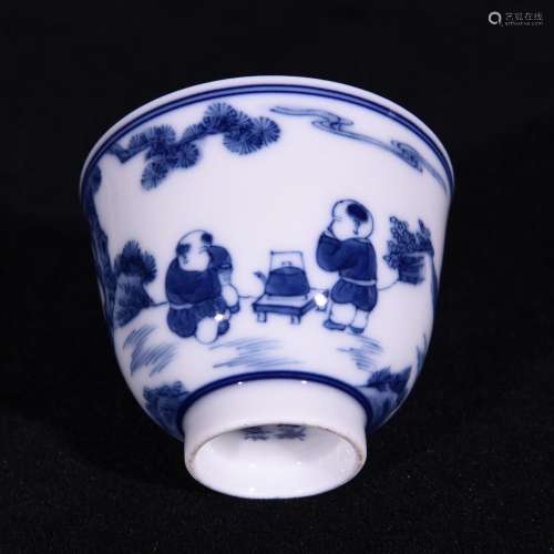 Blue and white movie graphics tea cooking grain glass cup 5....