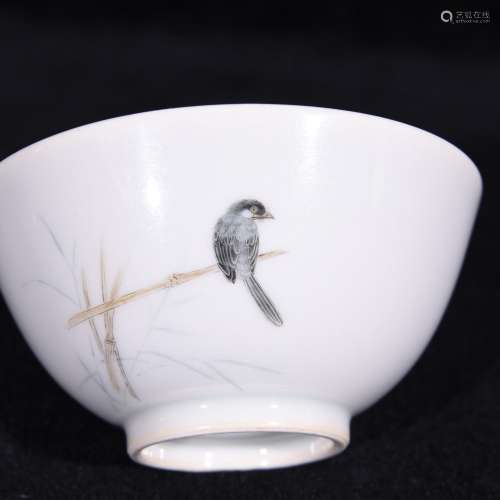 Pastel birds vibrant grain glass cup 4.5 * 8.9 cm high