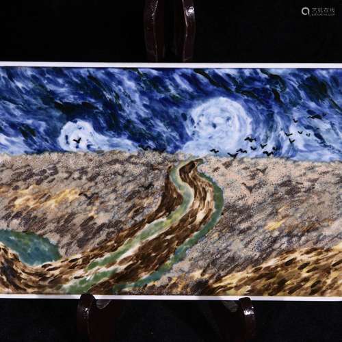 Van gogh sea distance variable glaze tea tray is 15.3 * 25.1...