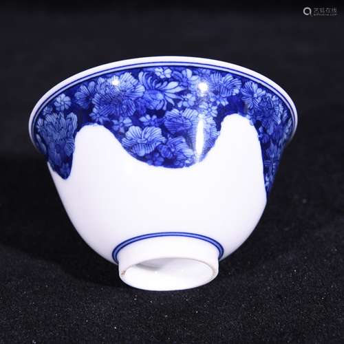 Blue and white recent flower brocade glass cup 5.1 * 6.4 cm ...