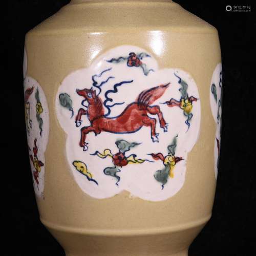 Great Korea yellow glaze porcelain glaze colorful tianma gra...