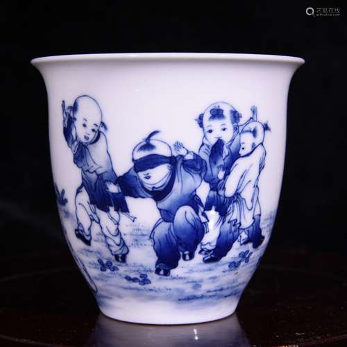 Blue and white baby play figure tong qu infinite lines glass...