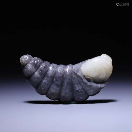 Hetian jade, seed makings conch catfish carved pieces, size:...