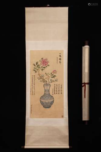 Figure 46 * 94 silk scroll, lang shining - antique