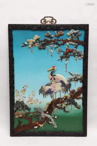 Treasure embedded pine crane live hangs TaiwanSize: 65 * 100...