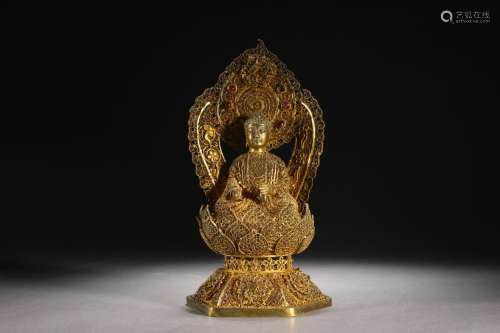 Silver and gold filaments Buddha statuesSize: 11.5 * 21.6 cm...